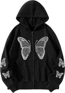 Sudadera con capucha de diamantes de imitación de gran tamaño personalizado mejor calidad hombres sudaderas con capucha para la venta ropa de calle suelta ajuste hombres sudaderas con capucha - Product Image 5