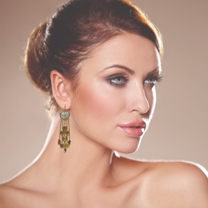 Fancy Gemstone Creative Moonstone Gemstone <b>Garnet</b> Sterling Silver Gold Plated Oval Shape Personality Chain <b>Earrings</b> - Product Image 4