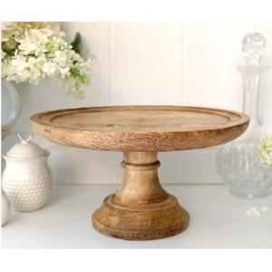 Piédestal d'affichage de gâteau en bois de mangue à 2 niveaux fait à la main plateau de tasse de service en forme personnalisée pour les fêtes de restaurants à domicile - Product Image 4