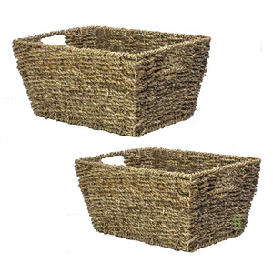 Wholesale Rectangle Rattan Food <b>Container</b> Handle Eco-Friendly Home Decoration OEM Packaging Vietnam Factory Bohemian Style 1-3L - Product Image 2