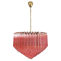 Lustre italien vintage du milieu du siècle Murano Art Prism Glass Plafonnier Luminaires pour salon Powder Room