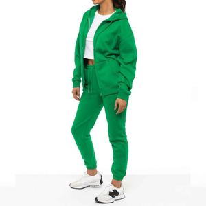 Chándal Deportivo Informal de Dos Piezas con Cremallera y Logotipo Personalizado para Mujer, en Poliéster y Algodón, OEM - Product Image 2