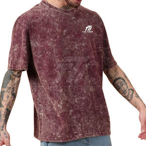Camiseta de moda de color sólido, holgada, estampada, con lavado ácido para hombre, para verano, 100% algodón, lavado ácido, hecha en Pakistán. - Product Image 2