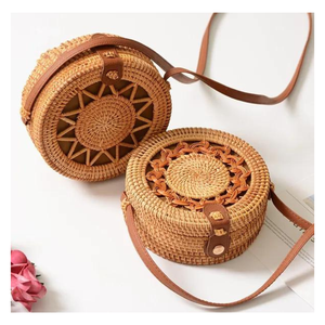 Wholesale Vintage Handmade Women Rattan <b>Bag</b> Woven Shoulder <b>Bags</b> for Summer Vacation High Quality Vietnamese Handwoven Rattan <b>Bag</b> - Product Image 1