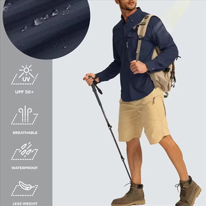 Camisa de Manga Larga para Hombre, Nueva Colección 2025, Protección UPF 50+, Transpirable, Antibacteriana, con Botones, Múltiples Bolsillos, 100% Poliéster, Tallas Grandes - Product Image 5