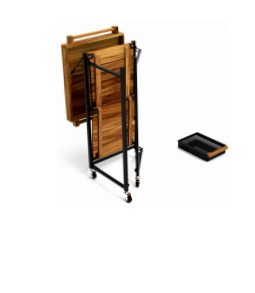 Walnut Multi-Function Kitchen Cart with Solid <b>wood</b> Top & <b>Shelves</b> and Double Handle Bar Easy to assemble environmentally friendly - Product Image 5