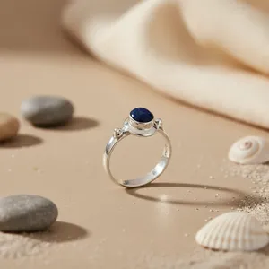 Art Palace 925 Silver <b>Lapis</b> <b>Lazuli</b> Women's Classic Gemstone Bezel Setting <b>Ring</b> for Anniversary Everyday Wear - Product Image 3