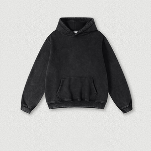 Sweat à capuche en coton brodé pour hommes élégants sweats en détresse lavés personnalisés pour l'hiver tissu uni vierge respirant - Product Image 6