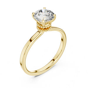 แหวนทองคำ 14K สีเหลือง ประดับเพชรทรงกลม 1 กะรัต ผลิตในห้องปฏิบัติการ ดีไซน์คลาสสิกสำหรับผู้หญิง |   ของขวัญวันครบรอบที่ได้รับการรับรองจาก IGI |   เพชรที่เพิ่งเพาะเลี้ยง - Product Image 6