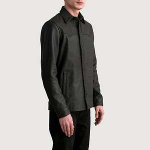 Camisa Premium de Cuero Marrón Desgastado para Hombre Bronco - Product Image 2
