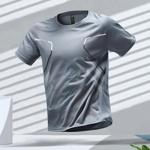 Camiseta deportiva para correr para hombre, transpirable, de secado rápido, manga corta, cuello redondo, logotipo personalizado frontal, 100% algodón Premium - Product Image 1