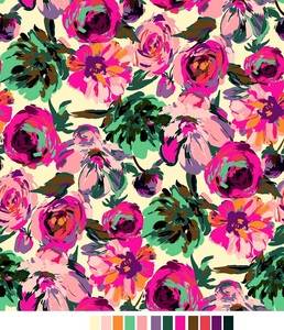 Tissu en coton de mode avec motif floral multicolore adapté à la couture de bricolage vêtements faits à la main et artisanat textile décoratif à la maison - Product Image 1