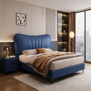 Cadre de lit Queen Size sans bruit avec structure KD et tiroirs, mobilier de chambre minimaliste rembourré en bois massif - Product Image 4