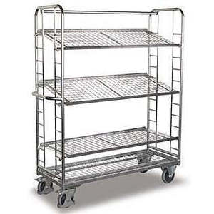 Variofit Metal <b>Shelf</b> Cart with 4 <b>Wire</b> Mesh Tires Thermoplastic Rubber Galvanized for Kitchen Use - Product Image 1