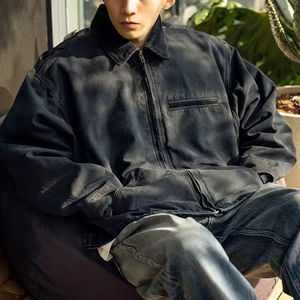 Chaqueta de trabajo de lona de pato pesado de angustia personalizada con forro, chaqueta de Detroit de trabajador Vintage personalizada, chaqueta de carpintero pesado OEM - Product Image 3