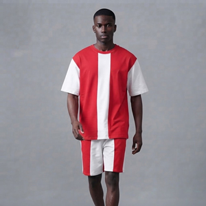 Ropa casual de verano de alta calidad, 100% algodón, ropa urbana, logotipo impreso DTF personalizado, camiseta y pantalones cortos extragrandes, conjunto deportivo para hombre - Product Image 6