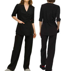 Haute qualité femmes gommage Couture Design personnalisé infirmière uniforme unisexe gris médecins dentaires Stretch infirmières médicales gommages ensembles - Product Image 3