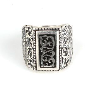Anillo de hombre de plata de ley 925 grabado a mano con calado, esmalte negro, corte radiante geométrico, estilo hip-hop, rodio, para uso diario - Product Image 4