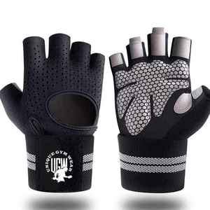 Leather Half Finger <b>Weight</b> Lifting <b>Gloves</b> Non-Slip Palm Adjustable Wrist Strap Breathable Design-Lightweight Unisex Gym <b>Gloves</b> - Product Image 6