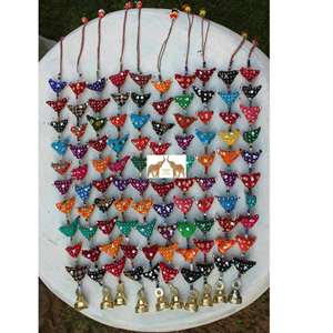 Indian Floral Cotton Stuffed <b>Small</b> Birds Beads <b>Bell</b> and Prosperity Hens 45 cm H Wholesale Lot for Diwali Occasions - Product Image 3