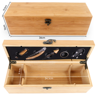 Boîte cadeau en bambou personnalisée pour vin avec ensemble d'accessoires, boîte d'emballage personnalisée pour une bouteille de vin, vente en gros