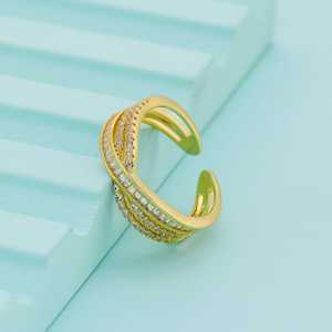 Bague tendance plaquée or rhodié 18 carats, design géométrique numéro, étanche, pour fêtes, référence 192553 - Product Image 1