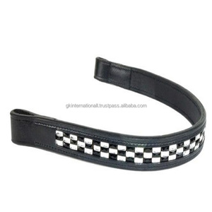 Correa de cuero genuino para cejas de caballo, banda suave acolchada de cuero brillante y cristal para cejas de caballo en todos los tamaños personalizados - Product Image 6