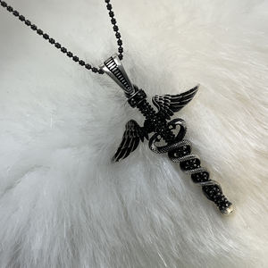 Collier en argent avec chaîne Caduceus, fait à la main, symbole médical, bijoux de médecine, vente en gros, collier pour médecin et infirmière, cadeau - Product Image 4