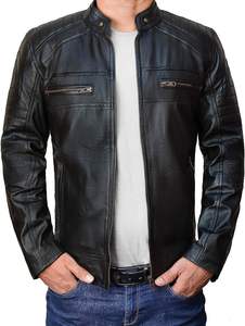 Chaqueta de cuero para hombre, estilo motero, de piel de cordero auténtica, material de alta calidad, chaqueta de cuero para hombre. - Product Image 2