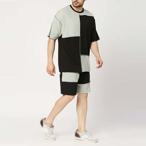 Conjuntos personalizados para hombre, camiseta de manga corta, pantalones cortos, conjunto de chándal de bloque de color, ropa deportiva para hombre, camisa y pantalones cortos de verano de 2 piezas - Product Image 2