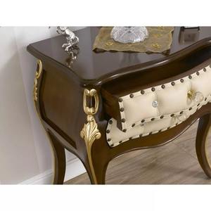 Chevet convertible en teck traditionnel de luxe, fabriqué à la main en bois massif, détails élégants sculptés, 2 tiroirs, chambre à coucher, appartement - Product Image 4