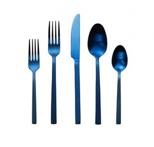 Ensemble de couverts de haute qualité, couteau, cuillère, fourchette en acier inoxydable, couverts pour la maison, couleur bleue, fourchette et cuillère à dîner - Product Image 1