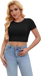 Camiseta corta de algodón con estampado personalizado para mujer, Camiseta holgada de manga corta de verano para una apariencia de calle elegante - Product Image 3