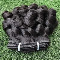 Extensions de cheveux humains de luxe Super Double Drawn, tissage double à la machine, boucles Fumy, lots de cheveux vierges indonésiens Remy, cuticules alignées 12A
