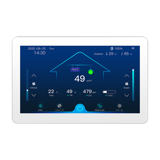 7 Inch Smart Fresh Air Ventilation Controller WiFi RS485 Modbus for ERV HRV Homes Commercial Buildings