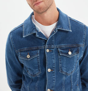 Chaqueta Vaquera de Mezclilla 100% Algodón de Alta Calidad OEM para Hombre con Pedrería, Logotipo Bordado Personalizado, Estilo Urbano, Chaqueta Vaquera Roja para Hombre - Product Image 6