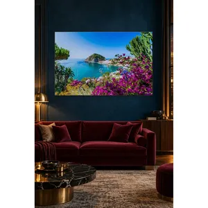 Impression sur toile de la baie de l'île d'Ischia avec des bougainvilliers - Product Image 2