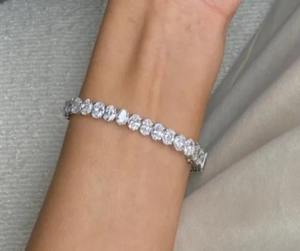 Pulsera de tenis de diamante de moissanita de corte ovalado hermosa pulsera de plata de ley 925 personalizada - Product Image 3