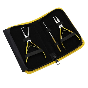 Ensemble de pinces à cheveux en or de haute qualité avec aiguille, kit d'outils de perlage professionnel, matériau composite, belle pochette en cuir - Product Image 2