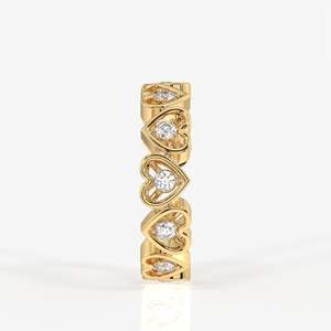 แหวนทอง 14K ประดับเพชรโมอิสซาไนต์ทรงกลม ดีไซน์รูปหัวใจแบบ Eternity Band - Product Image 3