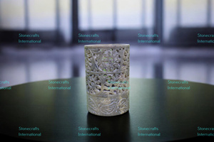 Stonecrafts International Ensemble de brûleurs à huile en marbre de luxe avec accents en laiton pour encens traditionnel du Moyen-Orient parfum d'intérieur - Product Image 6