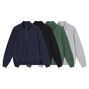 Sweat-shirts unisexes à demi-zip en molleton, pull à quart de zip pour homme, col montant en coton mélangé, sweat-shirts à quart de zip - Product Image 1
