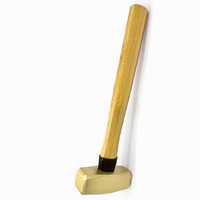 Marteau de démolition à tête en laiton, manche en bois, 1 kg, non étincelant, outil de sécurité industriel robuste pour environnements dangereux
