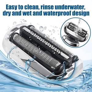 Paquete de 3 cabezales de afeitado de repuesto de doble cuchilla compatibles con la afeitadora eléctrica para hombre, color plateado, para uso facial - Product Image 4