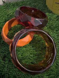 Square Resin Bangles Square Acrylic Stackable <b>Bracelets</b>, Funky Chunky Bangle Set, 90s <b>Inspired</b> Statement Jewelry - Product Image 5