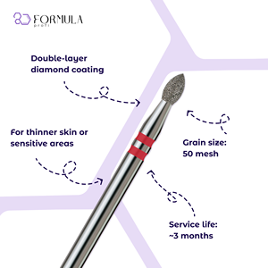 Broca Profesional de Diamante para Uñas, 2.5 mm, Grano Rojo, para el Cuidado de las Cutículas - Product Image 2