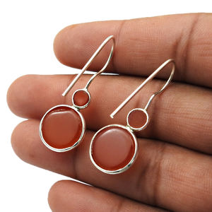 ต่างหูระย้าหินคาร์เนเลี่ยนสีเงินแท้925คุณภาพสูงต่างหูทรงกลมแบบห้อยสำหรับเครื่องประดับทำมือของเธอเป็นของขวัญแต่งงาน - Product Image 5