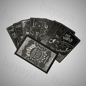 Đầy đủ tùy biến cá nhân hai mặt thiết kế 70mm x 140mm Độ dày và độ cứng thẻ Tarot in ấn với bạc dập - Product Image 1