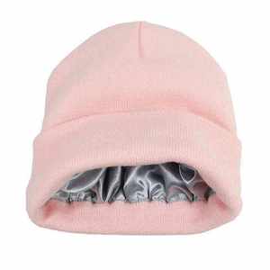 Bonnets en acrylique jacquard, nouveaux modèles les plus vendus, couleurs unies, tricotés avec du satin, matériau personnalisé, bonnets de sport d'extérieur - Product Image 1