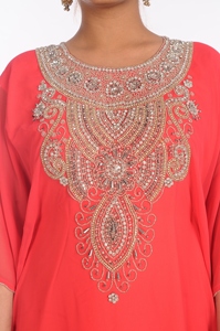Pink Georgette Embroidered Zari Work Islamic <b>Kaftans</b> - Product Image 2